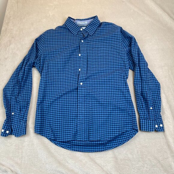 L.L. Bean Mens Shirt M Slightly Fitted Blue & Black Gingham Button-Down - Picture 7 of 8